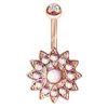 Acier inoxydable fleur strass nombril Piercing ventre anneaux femmes mode nombril anneau corps Piercing bijoux