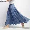 14 couleurs lin Maxi jupe plissée Vintage Boho Maxi longue décontracté coton plage jupe Empire ALine lin jupe dames vêtements 220701