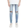 Herr jeans high street mode y2k streetwear svart rippade mid-rise mager byxor för Menmen's Heat22