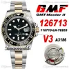 GMF V3 GMT II 116713 A3186 Automatisk mens Watch Two Tone YG Keramisk Bezel Black Green Dial 904L Oysterpeel Armbandsgarantikort Super Edition TimeZoneWatch R9