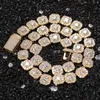 Hip Hop złote łańcuchy biżuteria Męskie mrożone diamentowy łańcuch tenisowy Naszyjnik kwadratowy