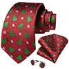 Kowarki Czerwony zielony wzór choinki drukowany jedwab dla mężczyzn imprezy szyi krawat kieszonkowy kwadratowe spinki do mankietów