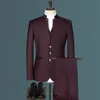 Stand Collar Uomo Blazer Pantaloni Business Mens Wedding Suit Jacket Coat Pantaloni Gilet Slim Vest Dress Set 220702 di alta qualità