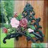 Watering Equipments Garden Supplies Patio Lawn Home Ll Cast Iron Hose Holder Rose Flower Decorative Reel Hange Otnui