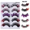 5 Pairs Renkli Faux 3D Vizon Kirpik Kalın Uzun Renkli Yanlış Kirpik Parlak Cosplay Parti 8D Kabarık Göz Lashes Uzatma Makyaj