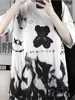 Siyah Karikatür Ulzzang Femme Gevşek Yaz Büyük boy Tişört Kadın Giyim Harajuku Kısa Kollu Üstler Tee Hip Hop T-Shirt Kız 220812