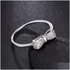 Bant Yüzük Moda Takı Siyah Örümcek Halkası Zirkon Diamond Rings1028 Gül Altın Bowknot Damla Teslimat DH4CQ