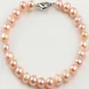 Pulsera anudada con hebras hechas a mano, perla de agua dulce rosa natural de 8-9mm, 20cm, joyería de moda para mujer