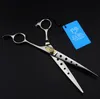 JOEWELL 7.0 inch 440C stainless steel hair cutting scissors with hole on hand with leather case