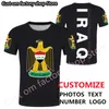 IRAK mâle bricolage personnalisé nom numéro irq garçon t-shirt nation drapeau iq pays république islam arabe arabe imprimer p o vêtements 220616