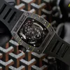 Orologio da uomo Automatico orologio 52*43*14 mm Custodia in fibra di carbonio Movimento meccanico giapponese Dragon Pattern Man Orologi RM57-03
