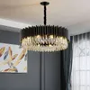 Modern Crystal LED Chandelier with Black Chassis Hanging Lamps Ceiling Lights for Living Room Dining Hall Kitchen Island Decor