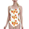 Women's Swimwear Clementines Ruffled One-Piece Swimsuit Women Sexy Monokini Beach Bathing Suits White Background RepeatingWomen's