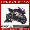 OEM-Einspritzkörper für Yamaha YZF-R6 YZF R6 Lila PATA R 6 600 CC YZF-600 2017 2018 2019 20 21 22 119No.234 Karosserie YZF600 2017-2022 YZFR6 17 18 19 2020 2021 2022 Verkleidung