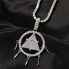 Hip Hop Iced Out Zircon Wisdom Wheel Pendant Necklace Silver Plated Men Bling Jewelry Gift