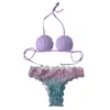 Costumi da bagno da donna bikini femminile reggiseno a conchiglia a sirena push alto costume da bagno costumi da bagno Biquini sexy abiti a due pezzi Costume da bagno stampato a squame di pesce a vita bassa