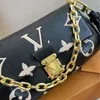 HH M45813 M45859 Luxus-Designer-Tasche Lieblingsfrauen Prägeblume Handtasche Messenger Bags Echtes Leder Goldkette Damen Umhängetasche