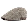 ベレット冬のsboyキャップ高品質のレトロアダルトメンウールミックス格子縞の格子価格のキャブファットキャップ帽子hats