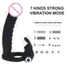 Män prostata massage dubbel penetration vibratorer penis strapon dildo vibrator band på gummi kuk vibration anal plug Sexig leksaker