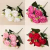 Fleurs décoratives Couronnes Soie Artificielle Fleur Déco Blanc Rose Pivoine BridalHolding Salle De Mariage Décoration Bouquet DIY Faux Flowe