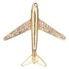 Crystal Airplane Brooch Pin Rhinestone Aircraft Lapel Pins and Brooches Men Suit Collar Needle Accessories