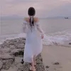 Повседневные платья летние элегантные сказочные платье женское пляж одно кусок корейский шифоновый кружев
