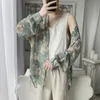 Herr Hawaiian Shirt Långärmad Solskyddsmedel Blomstryck Loose Camisa Masculina Fashion S M-XL 220324