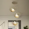 Lâmpadas pendentes da sala de estar da lâmpada LED moderna Luzes penduradas Luzes de ninho de pássaro Luminária Sustendu Glass Egg Nórdico FixturasPenda