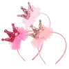Hår tillbehör barn krona blomma pannband rosa prinsessan paljett bowknot hårband barn po props band spädbarn flicka tillbehör