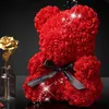 Decoratieve bloemen kransen handgemaakte beer van eeuwige rozen 23 cm draagbare teddy rozenbloem voor vrouwen valentijns bruiloft kerstcadeau box