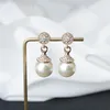 Boucles d'oreilles de perles blancs pour le pendentif de mariage boucles chic femmes en rabais de statistique de rond élégante