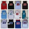 Retro Basketball 23 Michael Jersey Men Vintage All Stitched Red Blue White Black Stripe Team Color Breathable Pure CottonTop Q jerseys