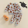 Conjuntos de roupas 0613 LIORAITIIN 03 anos Baby meninos meninas roupas de Halloween roupas de manga longa o Pesco￧o de ab￳bora Tops de cordas cinzas cal￧as de tra￧￣o 220826