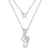 Ketens ins925s zilveren niche muziek symbool dubbele hanger ingelegd met diamant sleutelbeen temperament eenvoudige ketting femalechains
