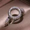 Anillos de diamantes de lujo para mujer, anillo de moda con diamantes, joyería de alta calidad para hombre, anillo redondo de diamante completo