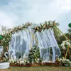 6 piezas Césped al aire libre Decoración de boda Accesorios de bautismo de bebé Fondo Arcos de bienvenida Mesa de zócalo de hierro Estante para pasteles Globos Casarse Arco de fondo Soporte de flores artificiales