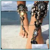 Ankiets Biżuteria Nowa letnie styl Kobiety Kobiety Big Kamień Bransoletka Sandał Sandał Seksowna łańcuch nóg Boho Crystal plaż