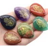 Gemma a goccia a mano d'oro 25x33MM Chakra Healing Crystal Palm Worry Thumbled Therapy Geometry Healing Waterdrop Stone Collection