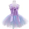 Vestito dal tutu della sirena delle ragazze Abiti da festa di compleanno della principessa per le ragazze Stelle marine Halloween Cosplay Costume da sirena per bambini 112Y 220707