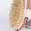 ストックバスブラシ乾燥肌のボディソフトナチュラル毛スパブラシ木製バスシャワー毛ブラシスパボディブラシGG0630