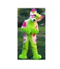 Green Husky Dog Furry Fursuit Mascot Costume Halloween Jul Födelsedagsfirande Karneval Klänning Full Body Props Outfit