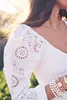 Boho inspirowane długim rękawem jesień biała sukienka Kobiety bawełniany strzępiony stanik seksowna sukienka imprezowa haft oczu mini sukienka dla kobiet 220531