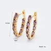 Dangle & Chandelier U Shaped Unique Hoop Earrings 585 Rose Gold Clear Natural Zircon Unusual Women Geometric Luxury Fine Fashion Jewelry