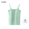 Kvinnor Tank-top inbyggd behå vadderad stretchbar modal push-up toppar camisoles tube väst ärmlös sexig casual koreansk SA1003 210326