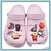 MOQ100PCSシューズパーツアクセサリーJibtz Shoes Fast Ship Cartoon Drink詰まりCharms PVC Crog Garden Flower Soft Rubber Sho dhx6s