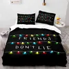 Stranger Things 3D Bedding Set Däcke täcker Kudde med science fiction -filmer tröskel sängkläder inget ark