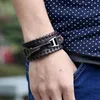 Bracelets porte-bonheur homme Punk Vintage Bracelet en cuir pour hommes Simple personnalité Bracelet mode brassard amitié cadeau goutte Inte22