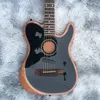 Fabrika özelleştirilmiş 6 telli elektro gitar akustik gitar akçaağaç alev üst siyah renk boya