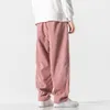 Corduroy Pants Men Casual Loose Staight Pant Winter Fashion Pink Solid Color Male Woman Trousers Streetwear Hip Hop Pants 220816