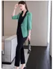 レディースツーピースパンツファッションパンツスーツ女性ビジネススーツハーフスリーブブレザーレディースパンツとジャケットセットオフィスユニフォームスタイルの作品
